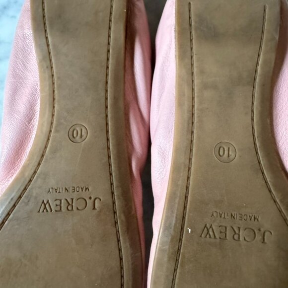 J.Crew Leather Ballet Flats Color Block Blush Coral Pink Size 10 - Picture 3 of 10